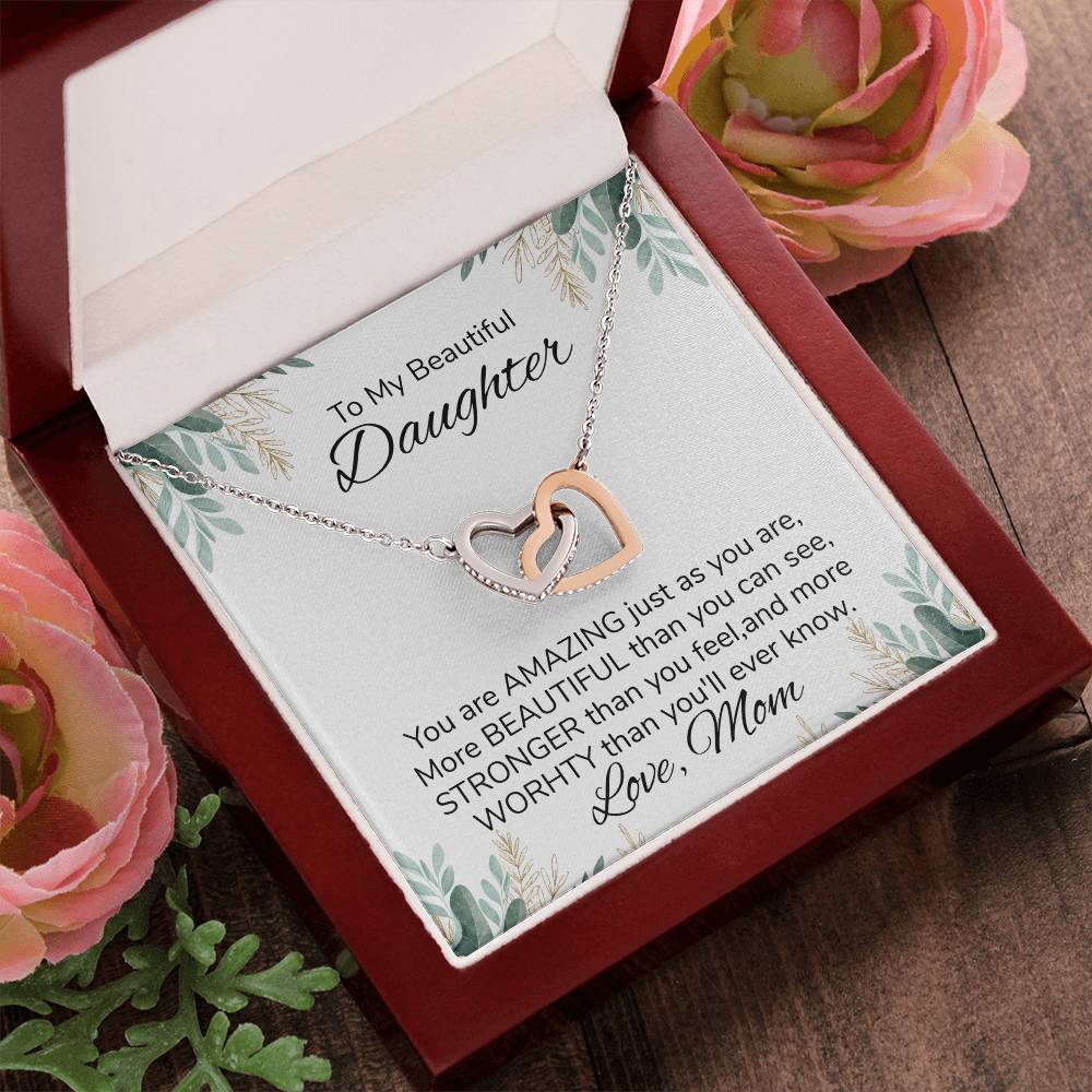 To My Daughter Necklace Gift From Mom Mothers Day Gift For Daughter From Mother Sentimental Jewelry Gifts For Daughter From Mom Interlocking Hearts Necklace
