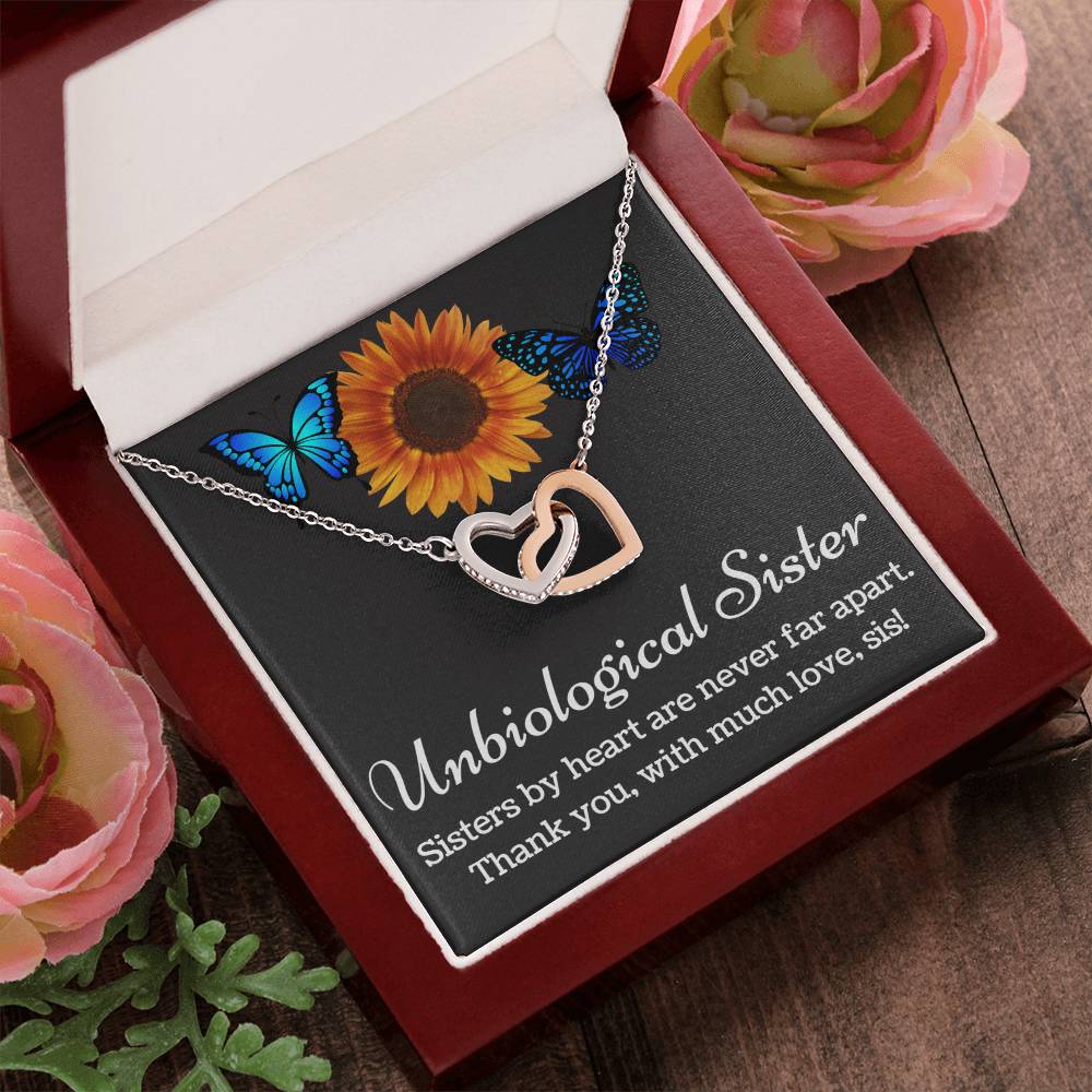 Unbiological Sister Necklace Interlocking Hearts Necklace