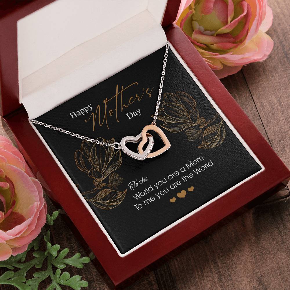 Gift For Mom - You Are The World - The Interlocking Heart Necklace Interlocking Hearts Necklace