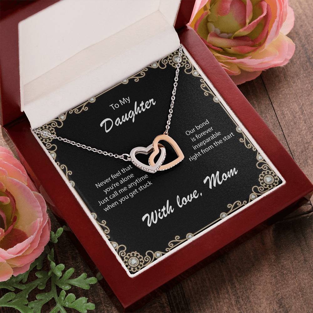 Necklace For Daughter To Call Mom When Stuck Interlocking Hearts Necklace