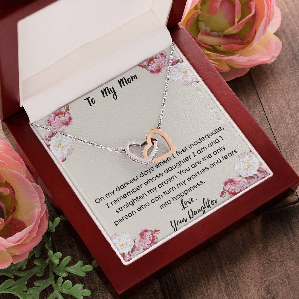 To My Mom From Your Daughter Interlocking Necklace Interlocking Hearts Necklace