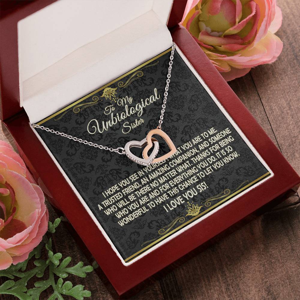 To My Unbiological Sister - Interlocking Hearts Necklace - Eudora Collection