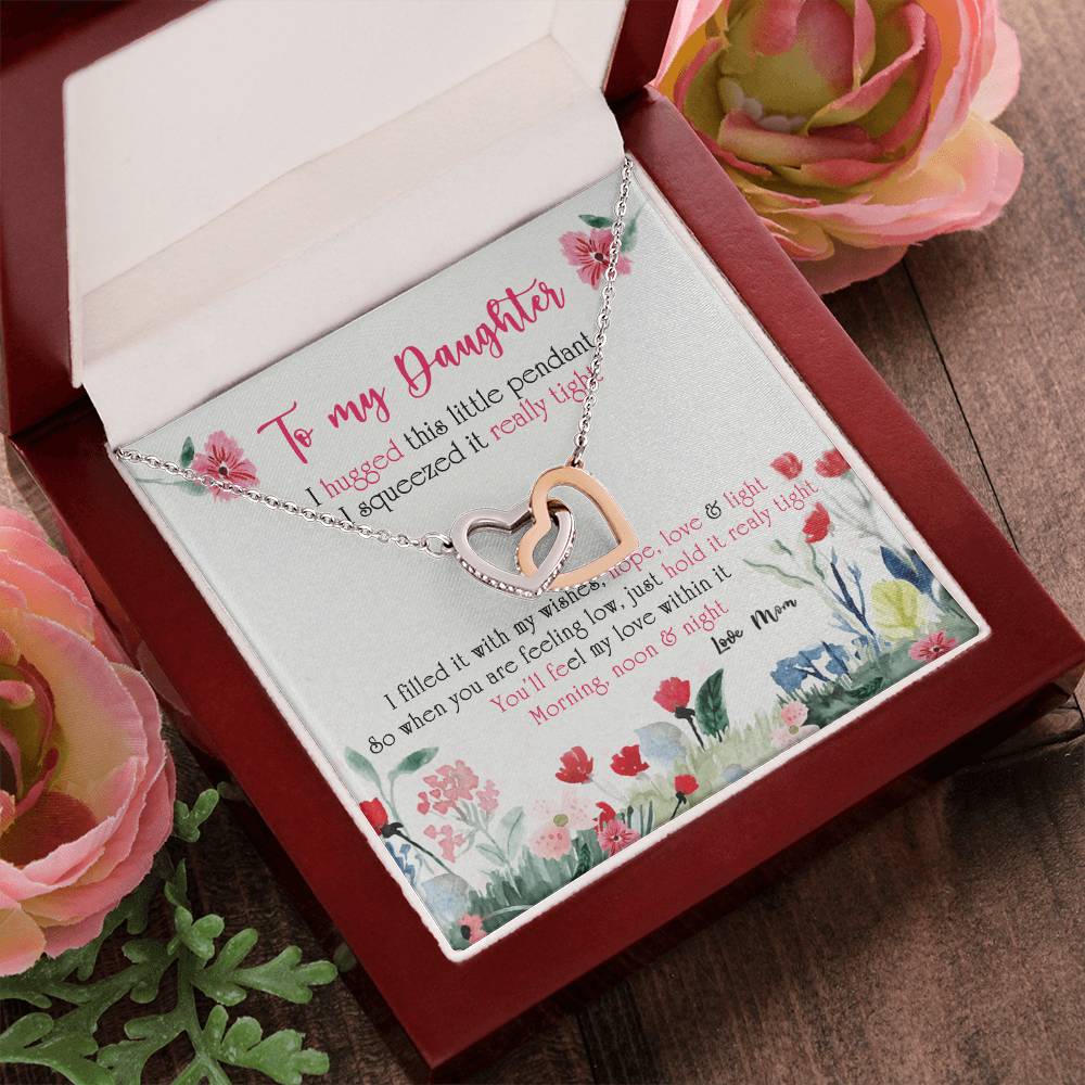 To My Daughter - You'Ll Feel My Love Within It. Morning Noon & Night Interlocking Hearts Necklace