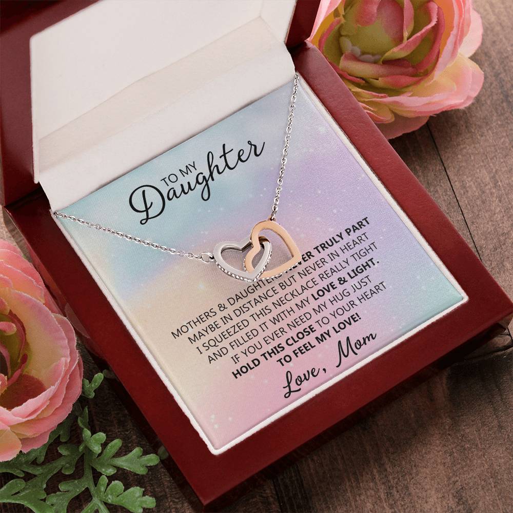To My Daughter - Unique Interlocking Hearts Binding Necklace Gift Set Interlocking Hearts Necklace