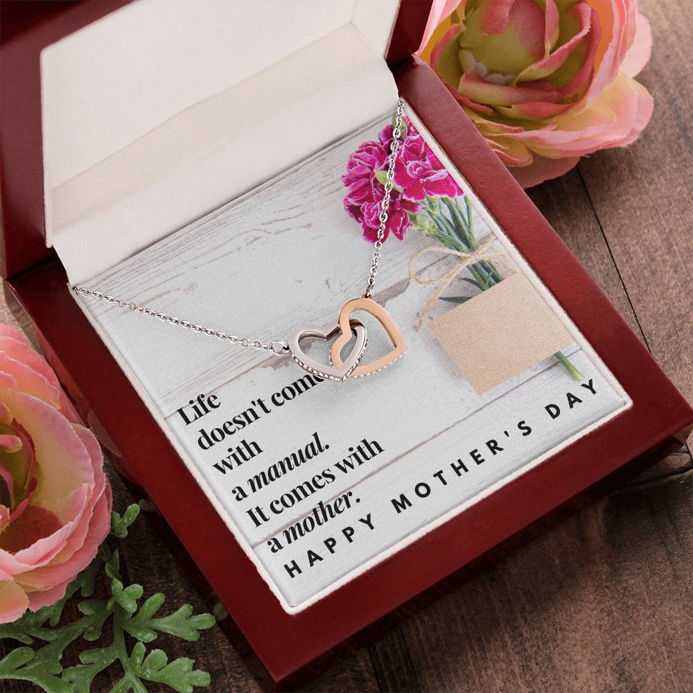 Happy Mother'S Day Double Heart Necklace Interlocking Hearts Necklace