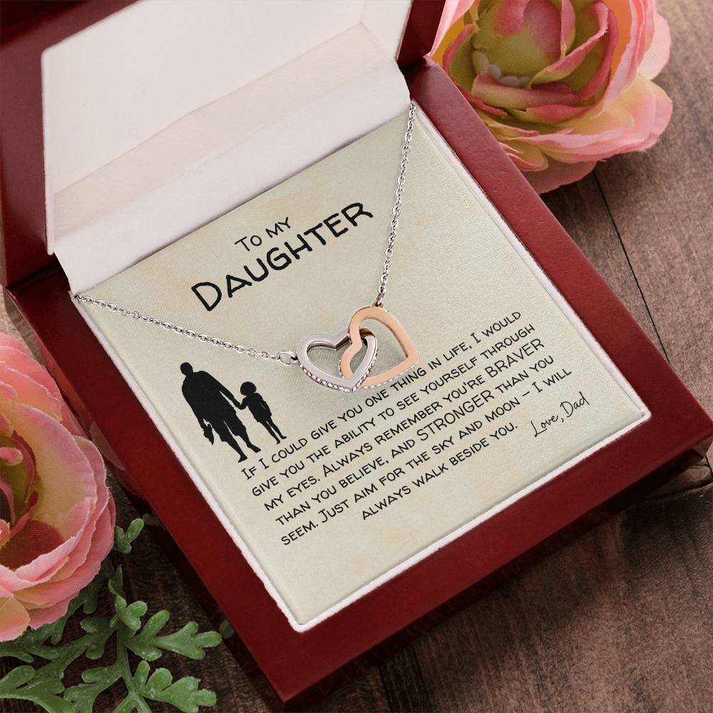 To My Daughter - Always Beside You - Necklace Interlocking Hearts Necklace