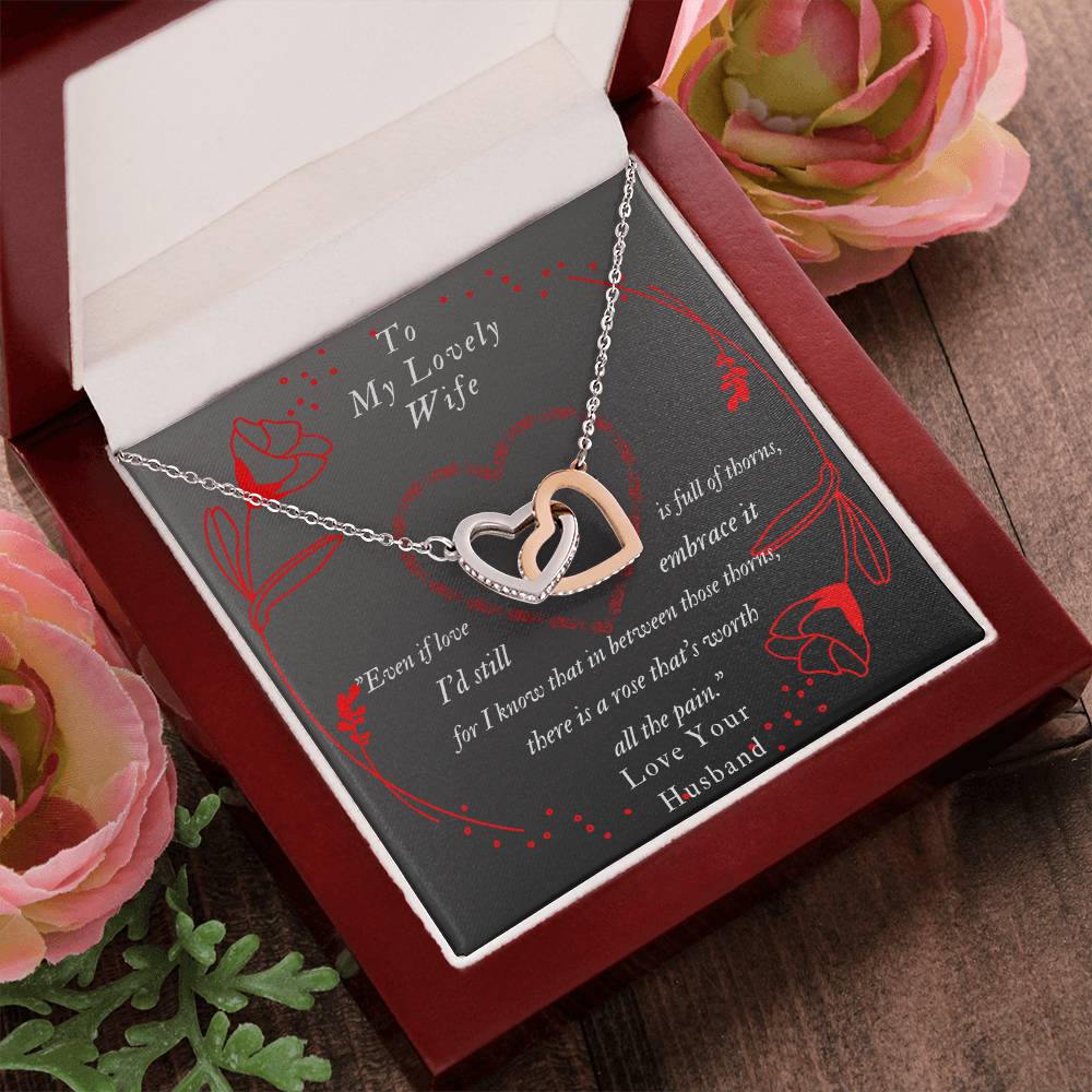 To My Lovely Wife-Two Interlocked Heart Necklace Pendant Interlocking Hearts Necklace