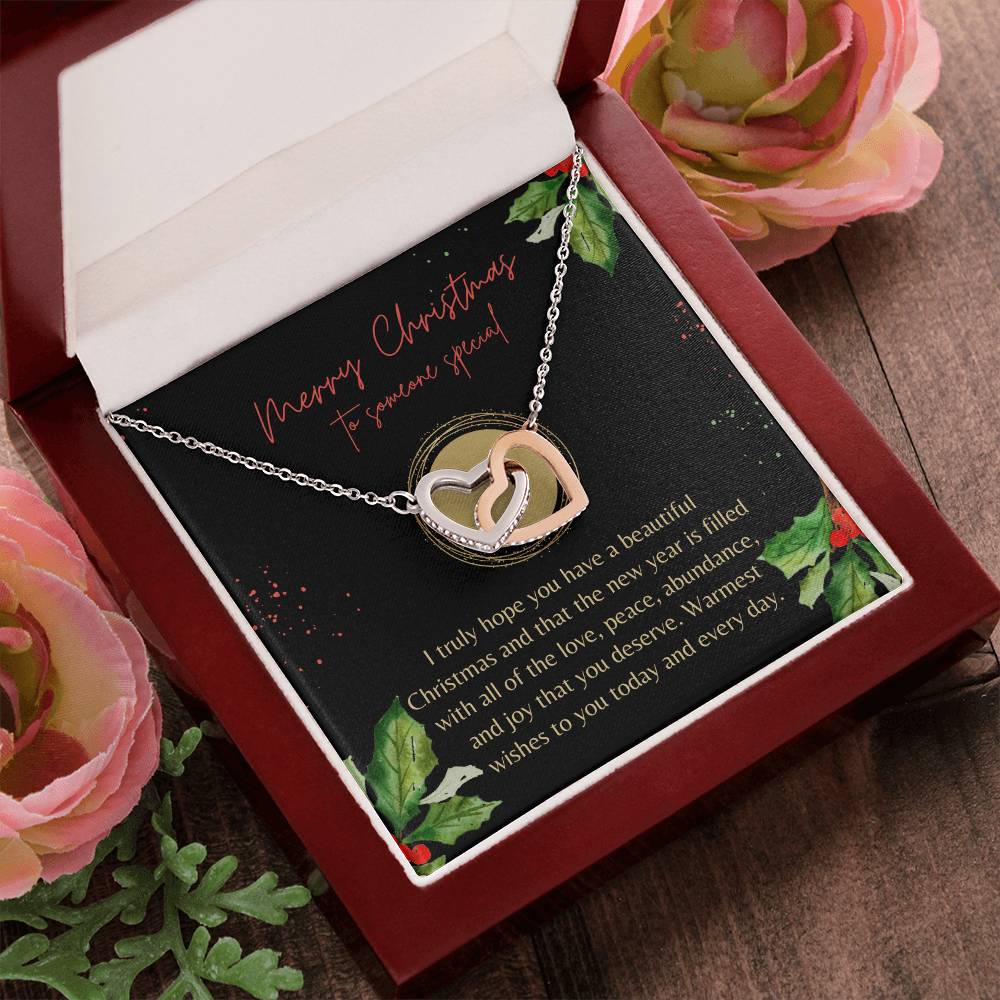 Christmas Interlocking Hearts Necklace Black Holly Someone Special