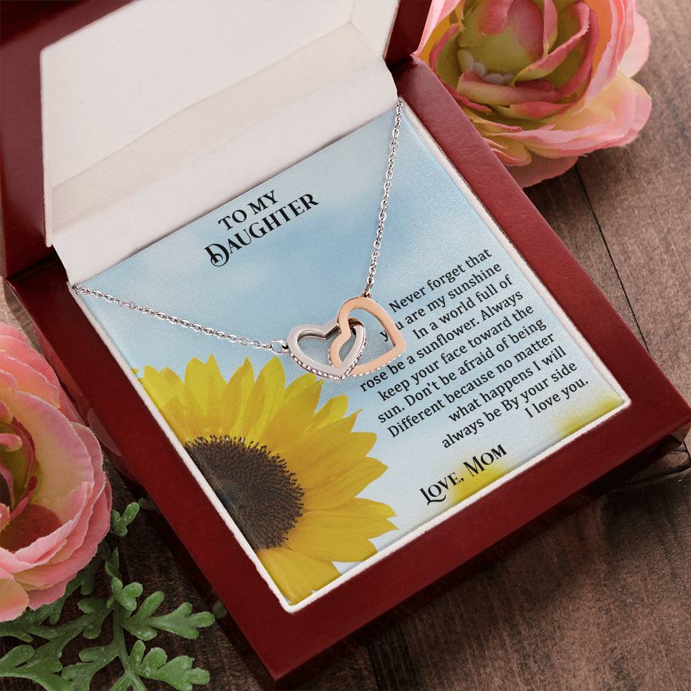 To My Daughter - No Matter What I Will Always Be By Your Side - Necklace Interlocking Hearts Necklace