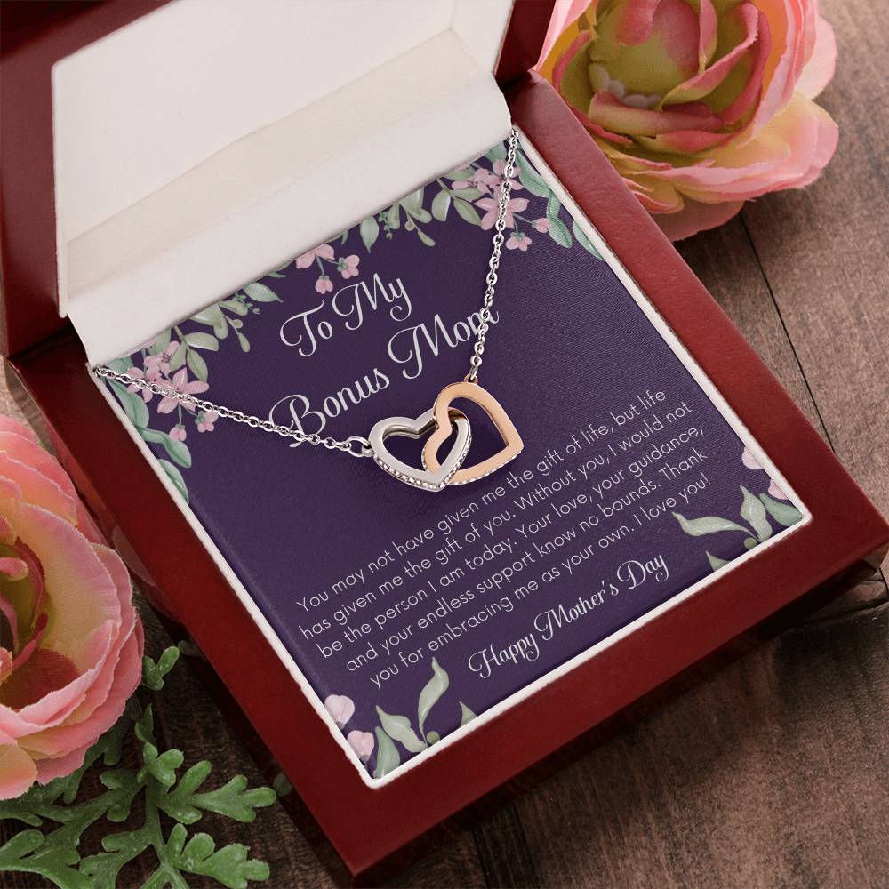 Bonus Mom Necklace Mothers Day Gift Daughterson To Mom Gift Bonus Mom Step Mom Gift Present For Stepmom On Mothers Day Stepped Up Mom Interlocking Hearts Necklace