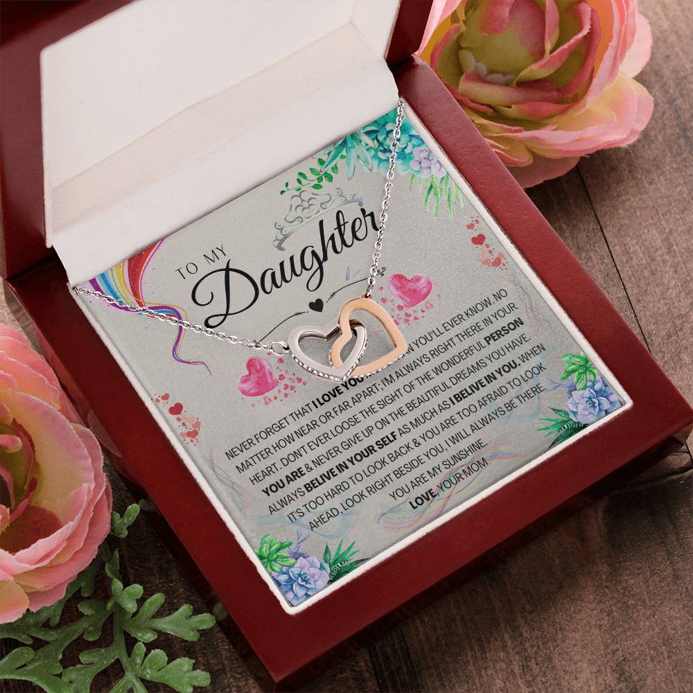 To My Daughter Interlocking Hearts Necklace