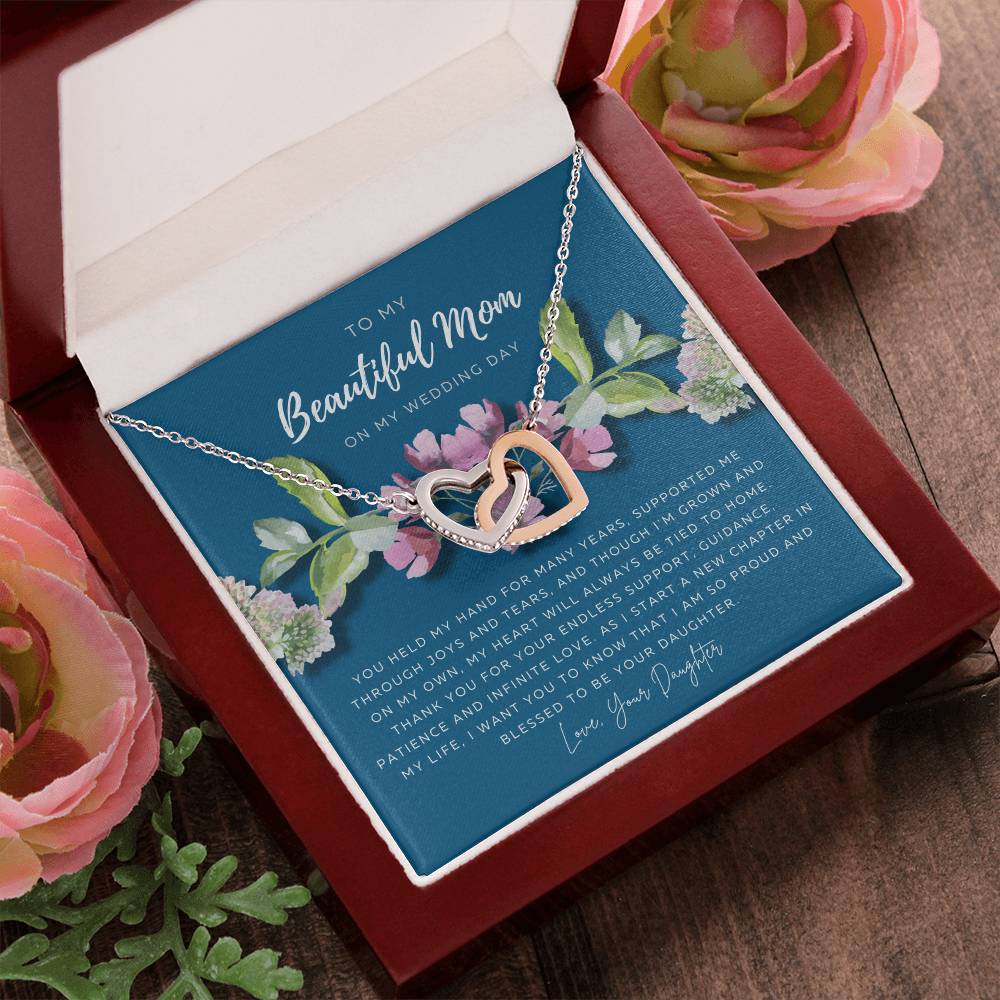 Mother Of The Bride Necklace Jewelry Gift From Bride To Mom Gift From Daughter On Wedding Day Gift For Mother On Wedding Day Interlocking Hearts Necklace