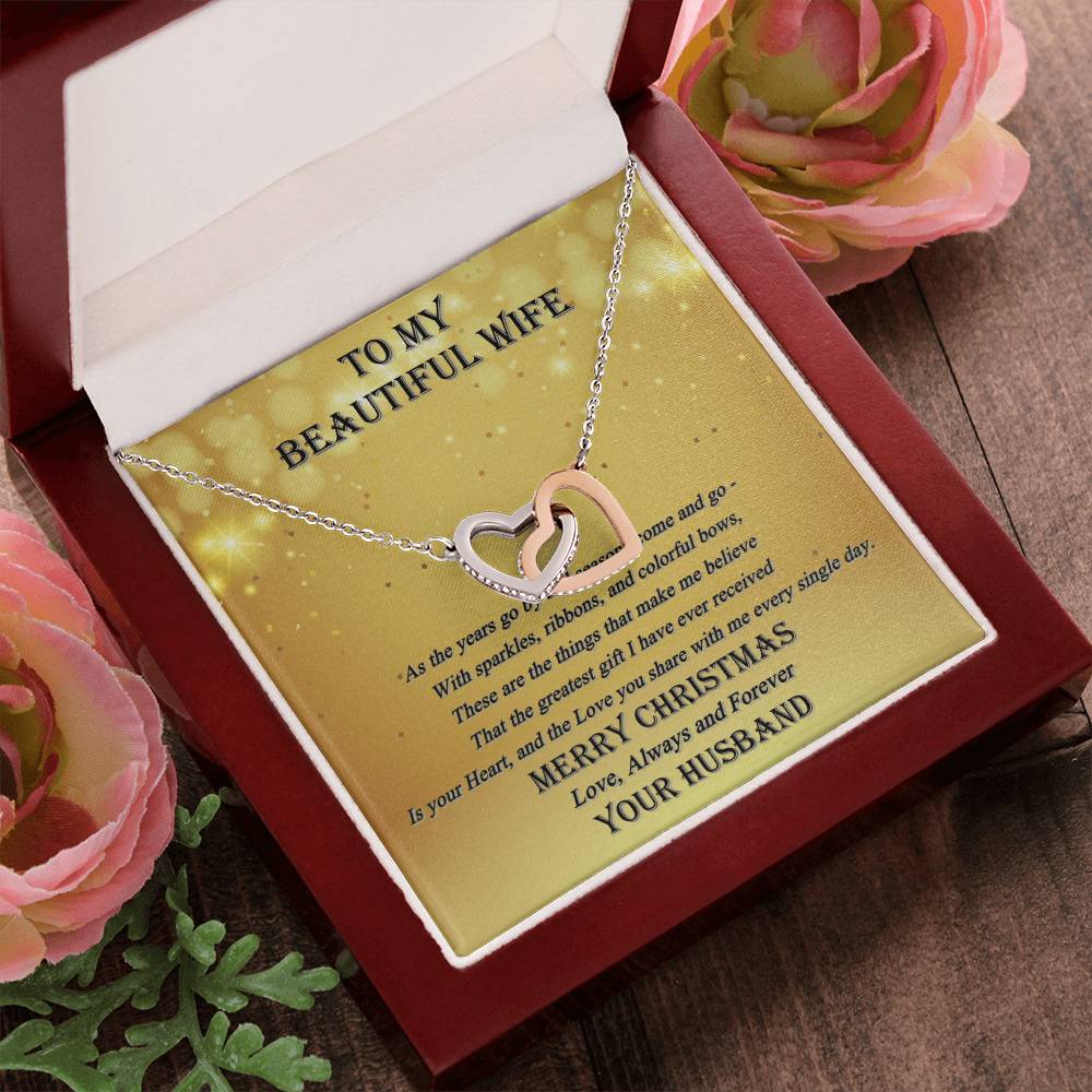 To My Wife - Always And Forever Interlocking Hearts Necklace