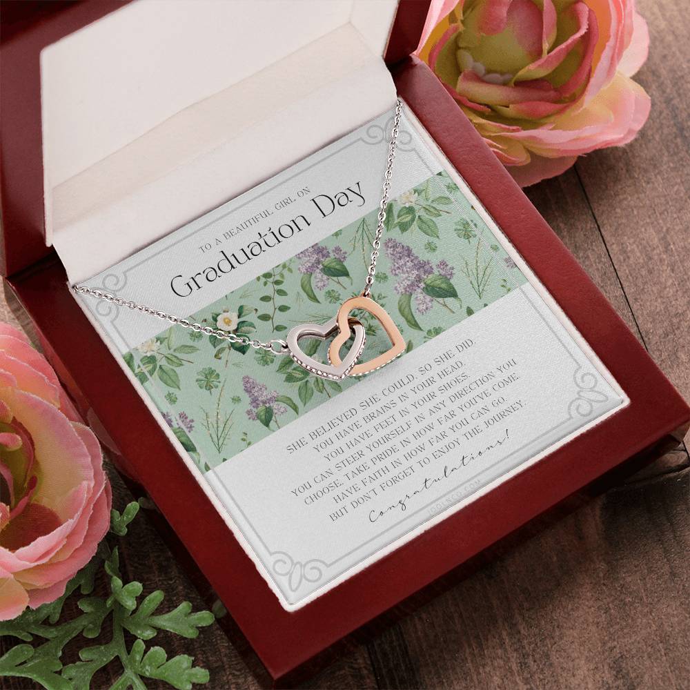 Graduation Gift Necklace For Daughter College Graduation Gift For Her High School Senior Graduation Mba Phd Master Class Of Interlocking Hearts Necklace