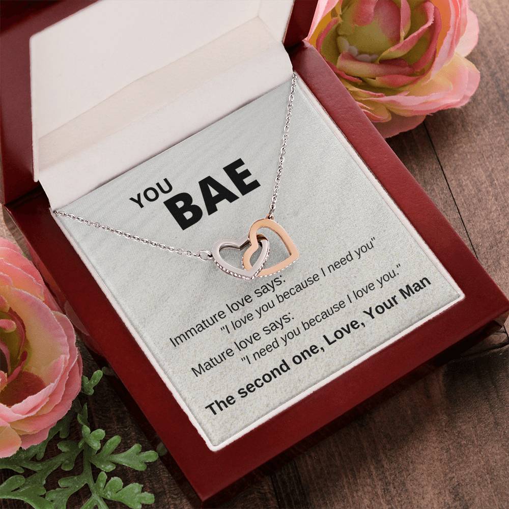 You Bae Linked Hearts Gift For Girlfriend Interlocking Hearts Necklace