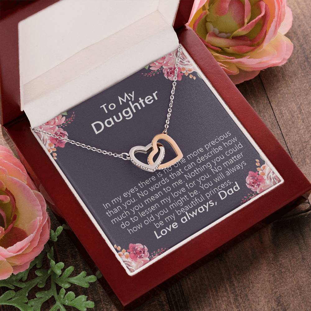 To My Daughter - Always Be My Princess Necklace - [Limited Time Offer] Interlocking Hearts Necklace