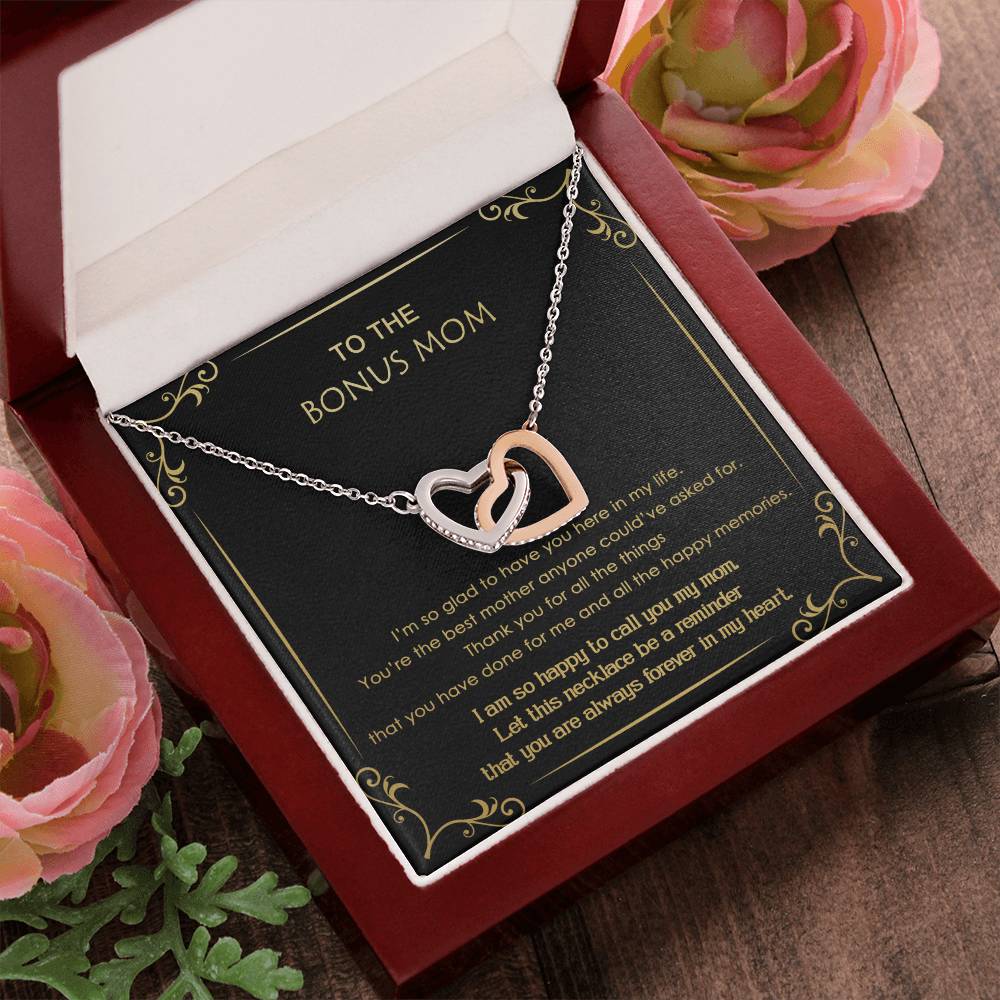 Gift For Bonus Mom - Glad To Have You - Interlocking Interlocking Hearts Necklace