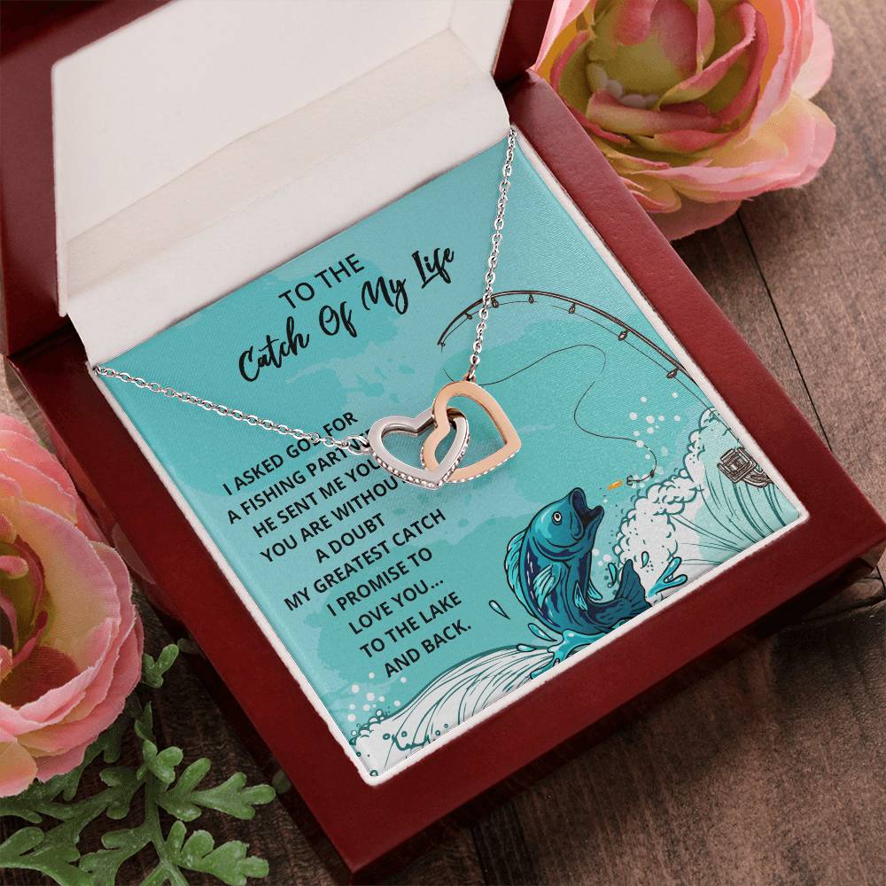 Wife Gift Wife Necklace Infinity Fishing Theme Anniversary Gift For Wife Catch Of My Life Interlocking Hearts Necklace