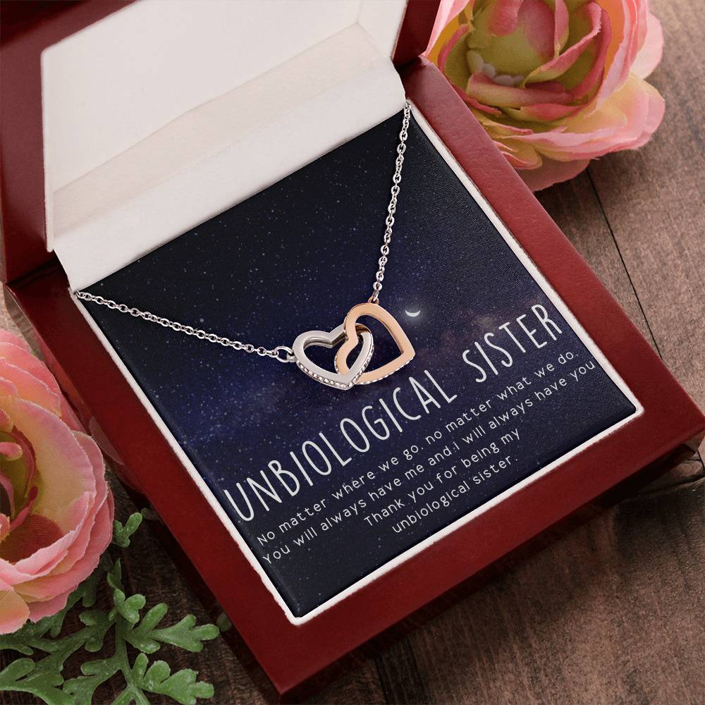 Unbiological Sister Necklace Soul Sister Sorority Sister Sister In Law Necklace Interlocking Hearts Necklace