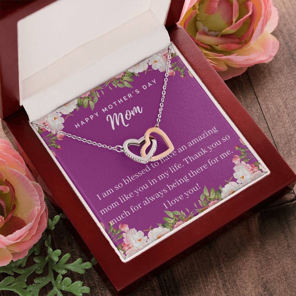 Happy Mother'S Day Mom - Interlocking Hearts Necklace