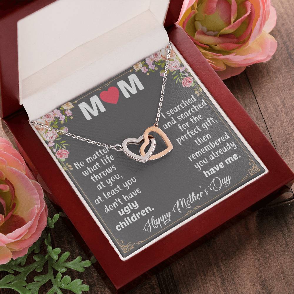 Happy Mother'S Day Mom Interlocking Hearts Necklace