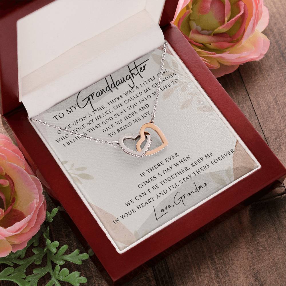 To My Granddaughter Interlocking Hearts Necklace Message Card