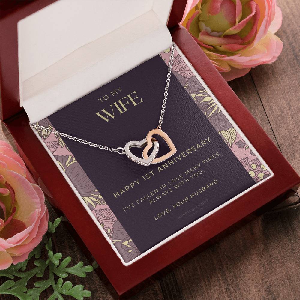 1 Year Anniversary Gift For Wife 1 Year Anniversary Gifts 1 Year Wedding Anniversary Gift Ideas 1St Wedding Anniversary Gift For Her Interlocking Hearts Necklace
