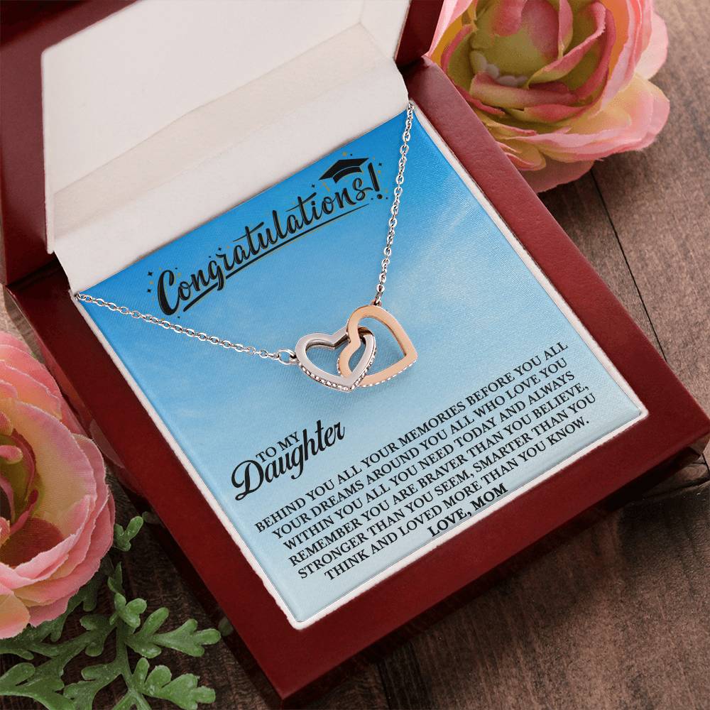To My Daughter - You Are Loved More Than You Know - Necklace Interlocking Hearts Necklace