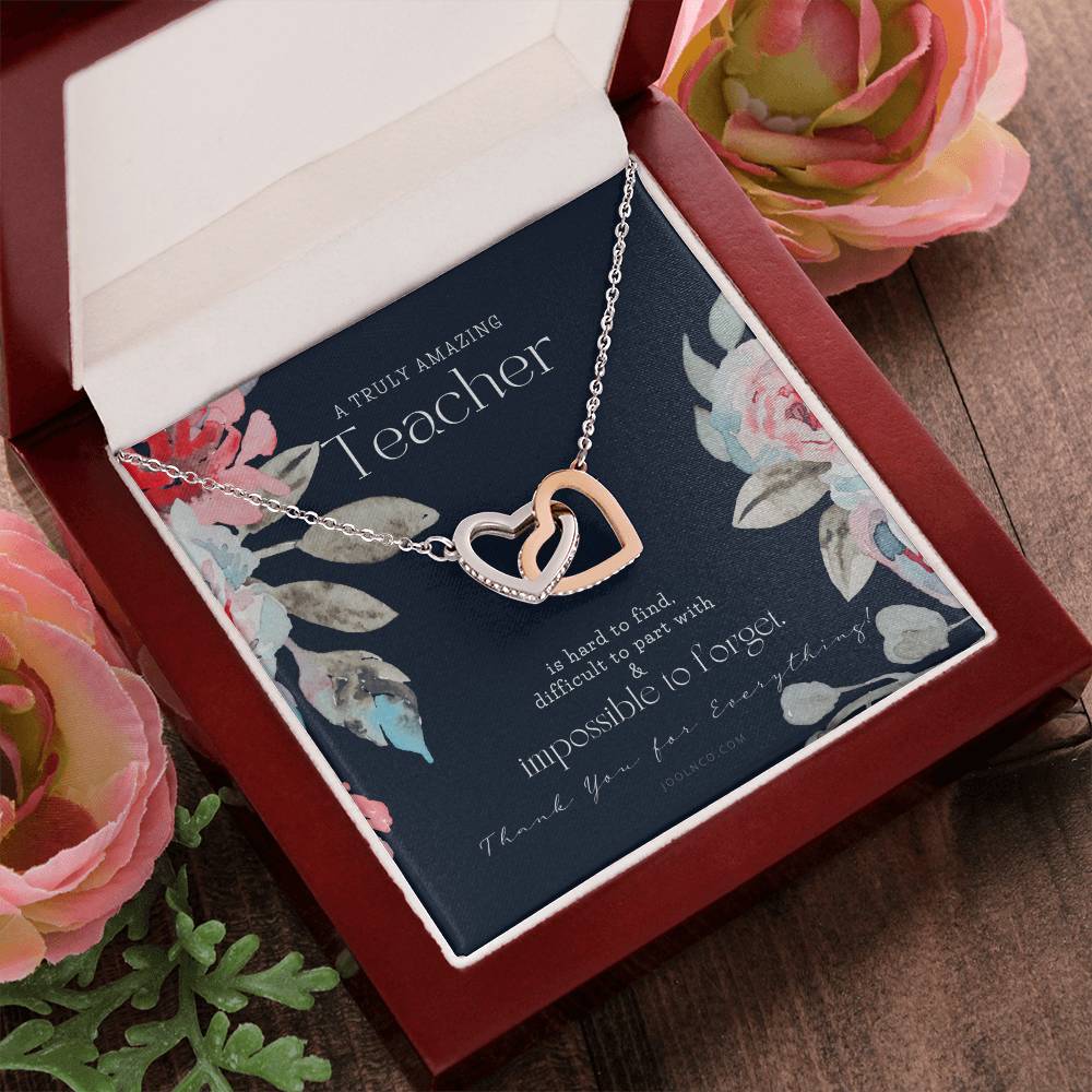 Teacher Gift Gift For Teacher Necklace A Truly Amazing Teacher Appreciation Gift Interlocking Hearts Necklace