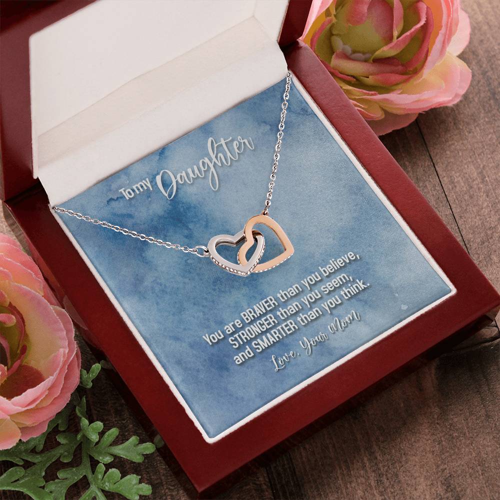 To My Daughter From Mom Interlocking Hearts Necklace Mother To Daughter Gift Birthday Gift To Daughter From Mom Daughter Necklace