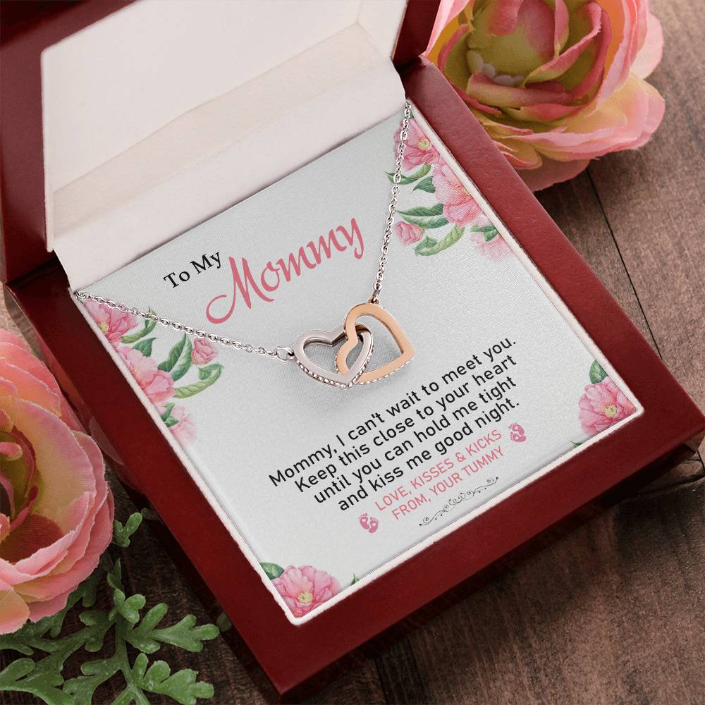 To My Mommy - From Your Tummy - Pregnancy Gift - Mother'S Day Gift - Luxury Necklace Interlocking Hearts Necklace
