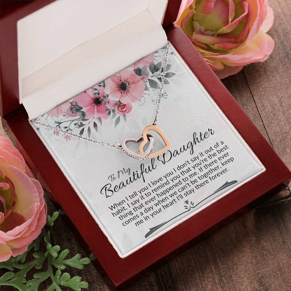 Interlocking Heart Necklace-To My Beautiful Daughter Interlocking Hearts Necklace