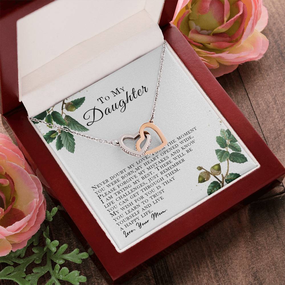 I Will Love You Forever Daughter Gift From Mom. Interlocking Hearts Necklace