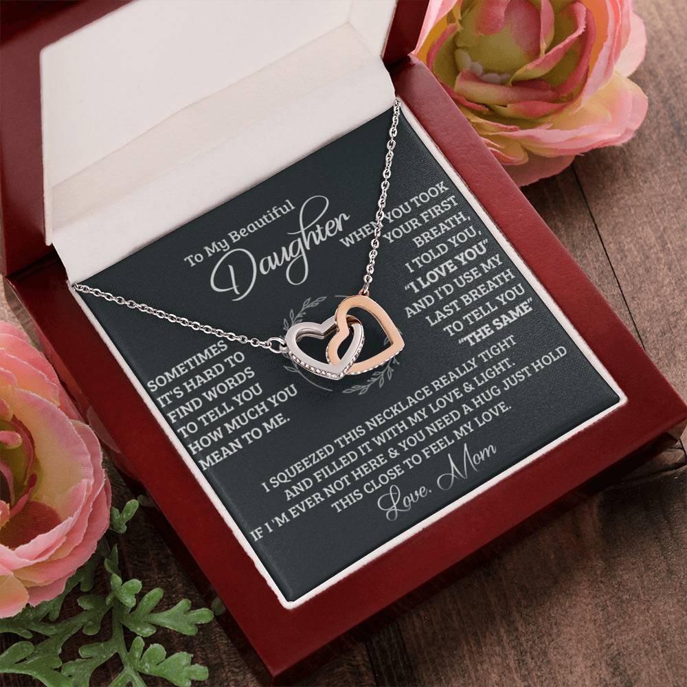 Feel My Love Daughter Interlocking Hearts Necklace