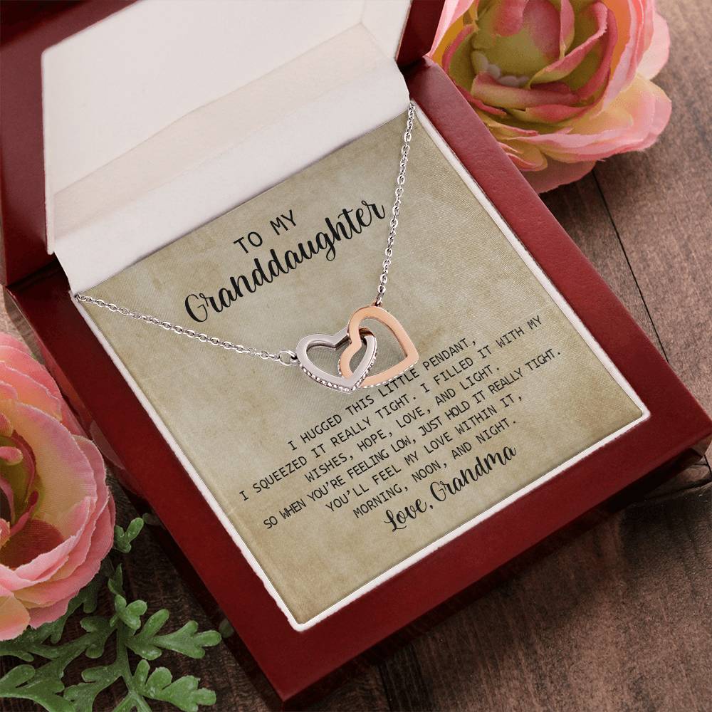 To My Granddaughter - I Love You Message - Tmg03 Interlocking Hearts Necklace