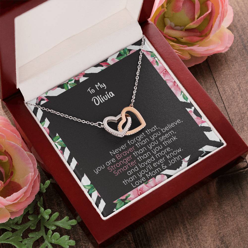 Daughter Conneced Hearts Braver Interlocking Hearts Necklace