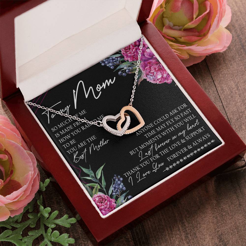To My Mom Interlocking Hearts Necklace Message Card
