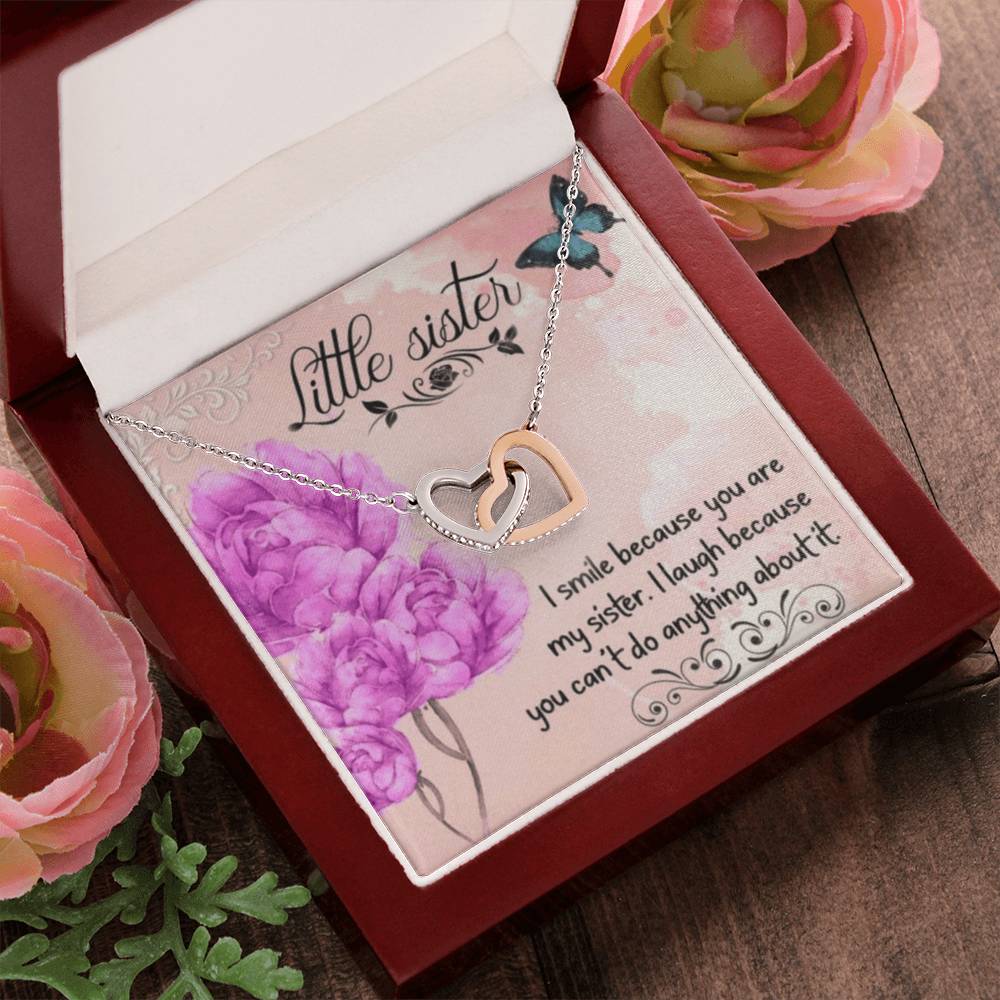 To My Little Sister Necklace Interlocking Hearts Necklace