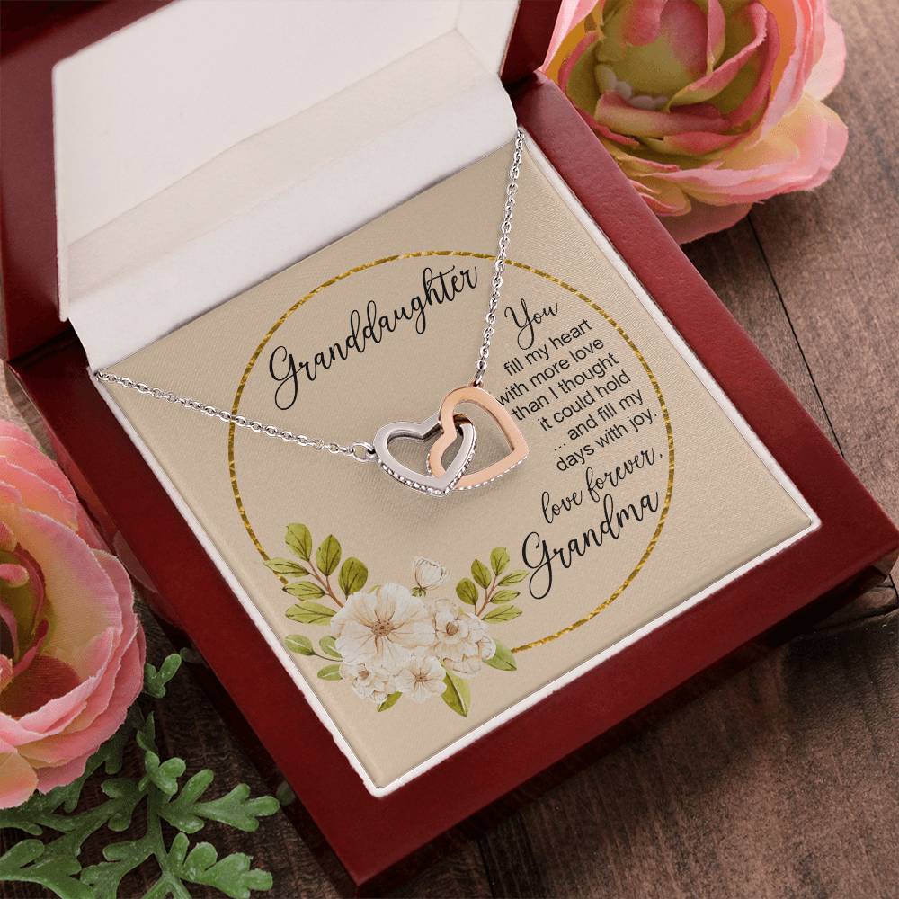 To Granddaughter From Grandmother You Fill My Days With Joy Heart Necklace Birthday Gift From Grandma Interlocking Hearts Necklace