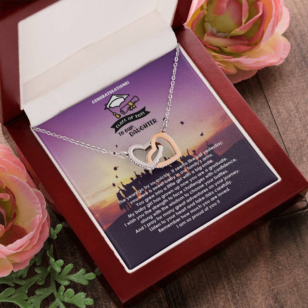 Interlocked Never-Ending Love Necklace For My Loving Graduate Daughter Interlocking Hearts Necklace