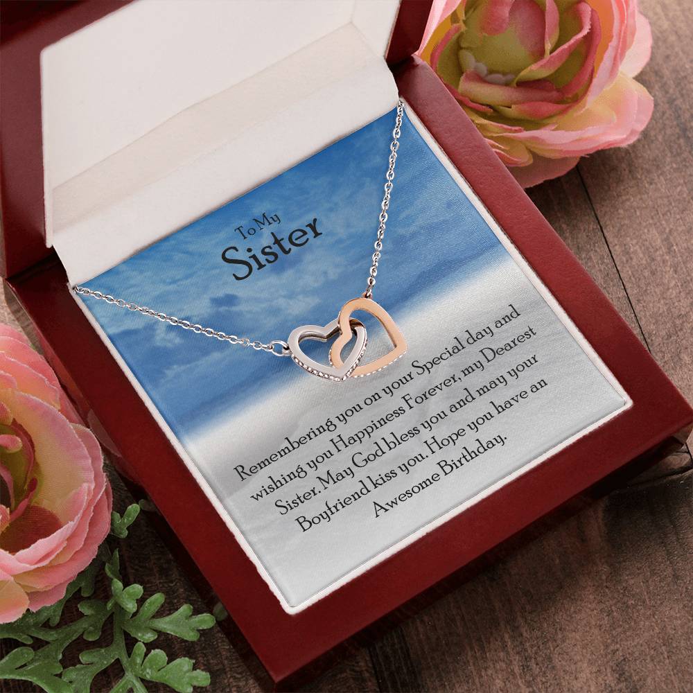 Sister Gifts From Sister Sterling Silver Cz Necklace For Sisters Best Friend Birthday Jewelry Friendship Gift Ideas Interlocking Hearts Necklace