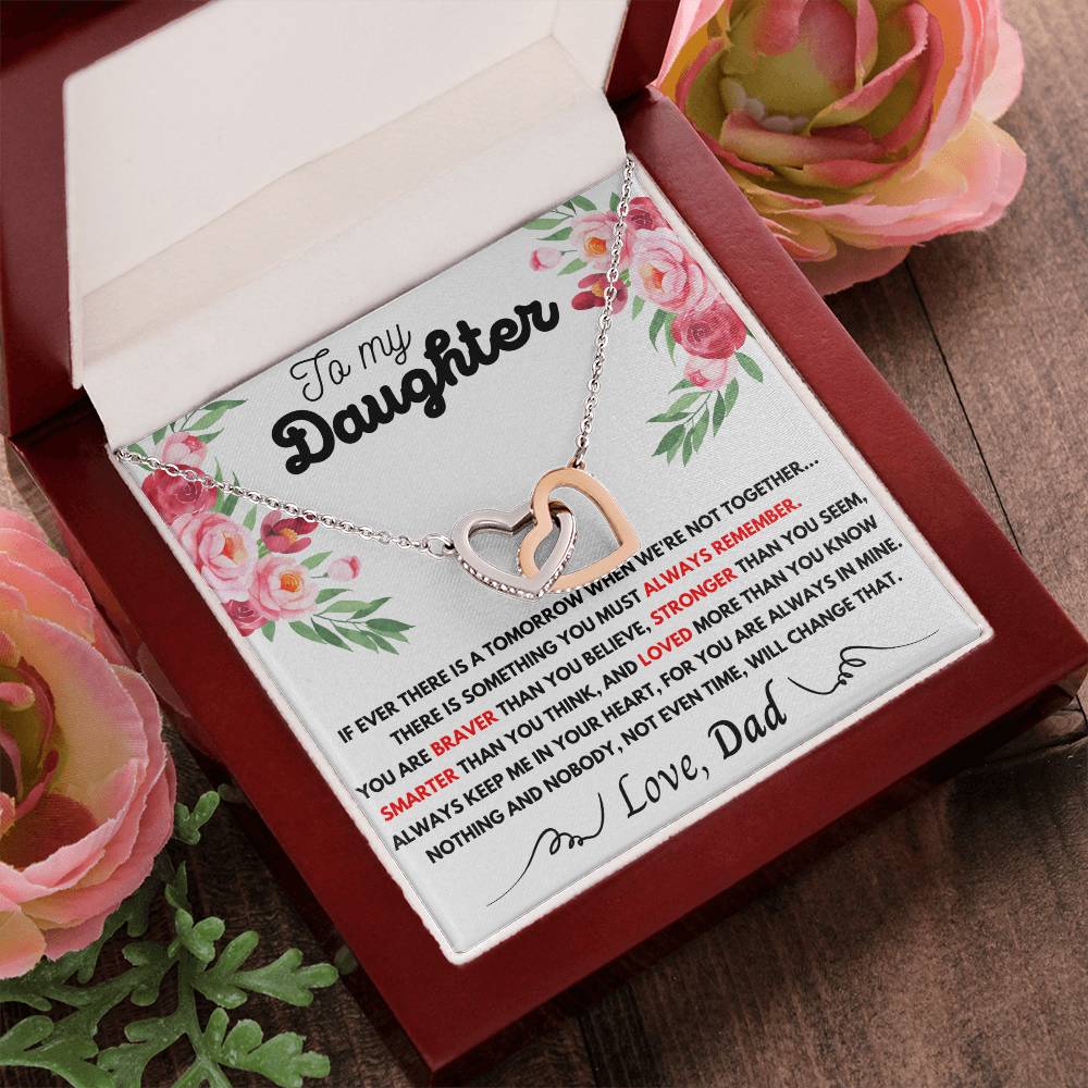 To My Daughter - My Love Is Forever Dad - Necklace Interlocking Hearts Necklace