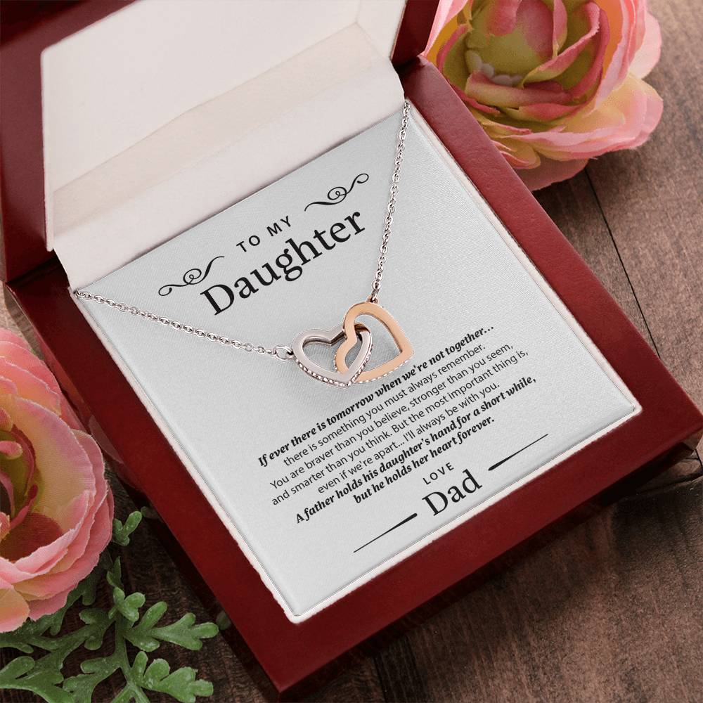 A Gift She Will Remember - To My Daughter - Two Hearts Necklace Interlocking Hearts Necklace