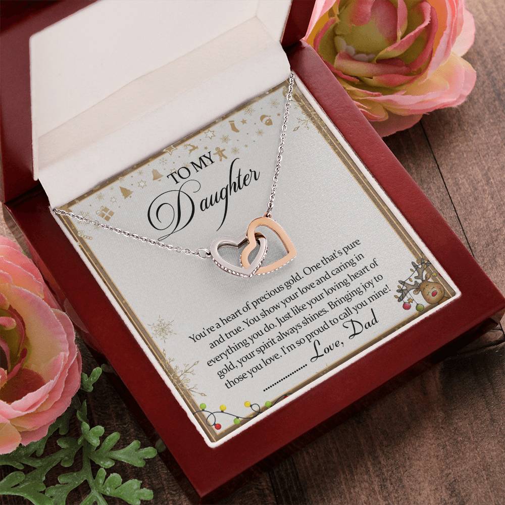 To My Daughter Interlocking Hearts Necklace Message Card