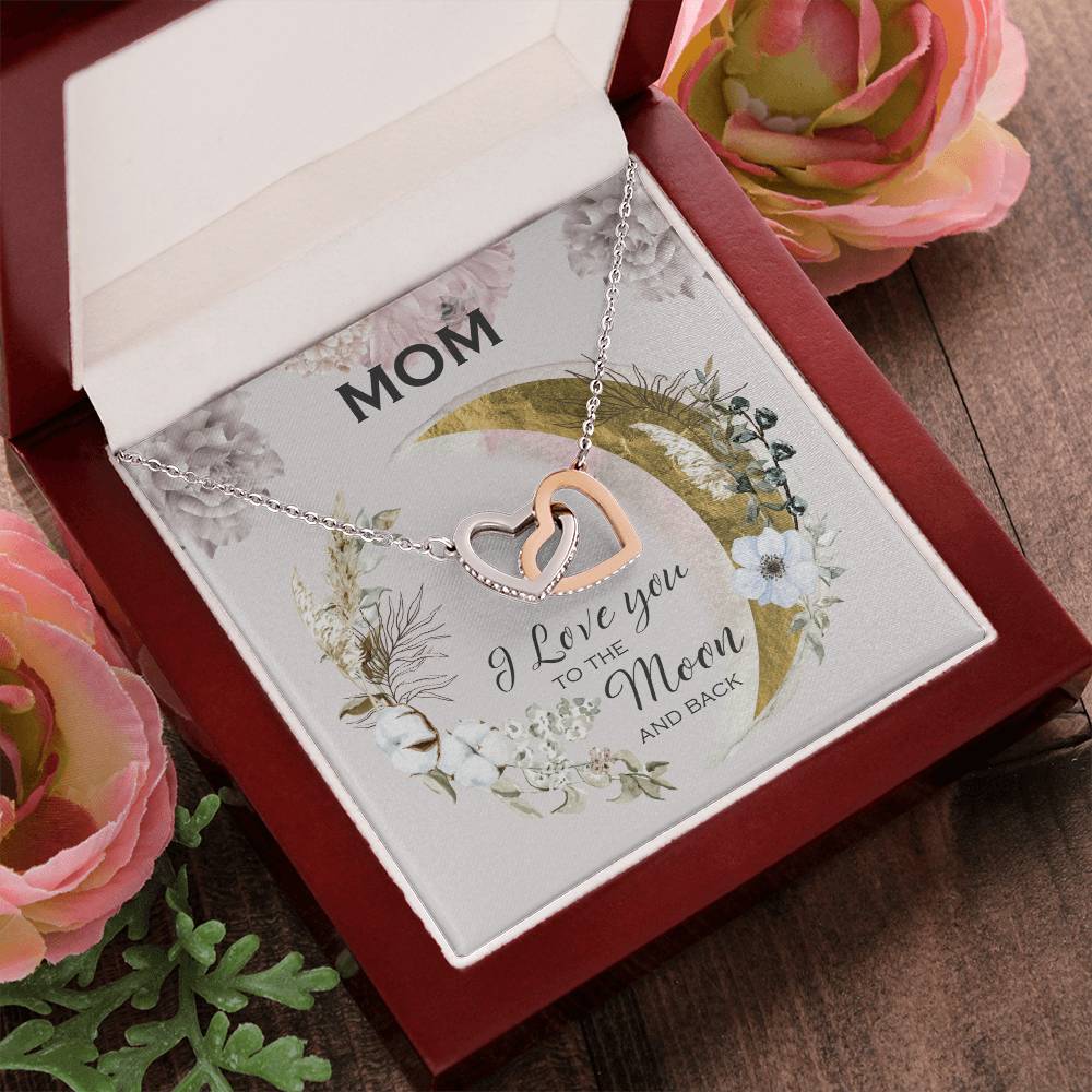 Birthday Gift From Daughter Gift For Mom I Love You To The Moon And Back Necklace For Mom Mother'S Day Gift Women'S Jewelry Interlocking Hearts Necklace
