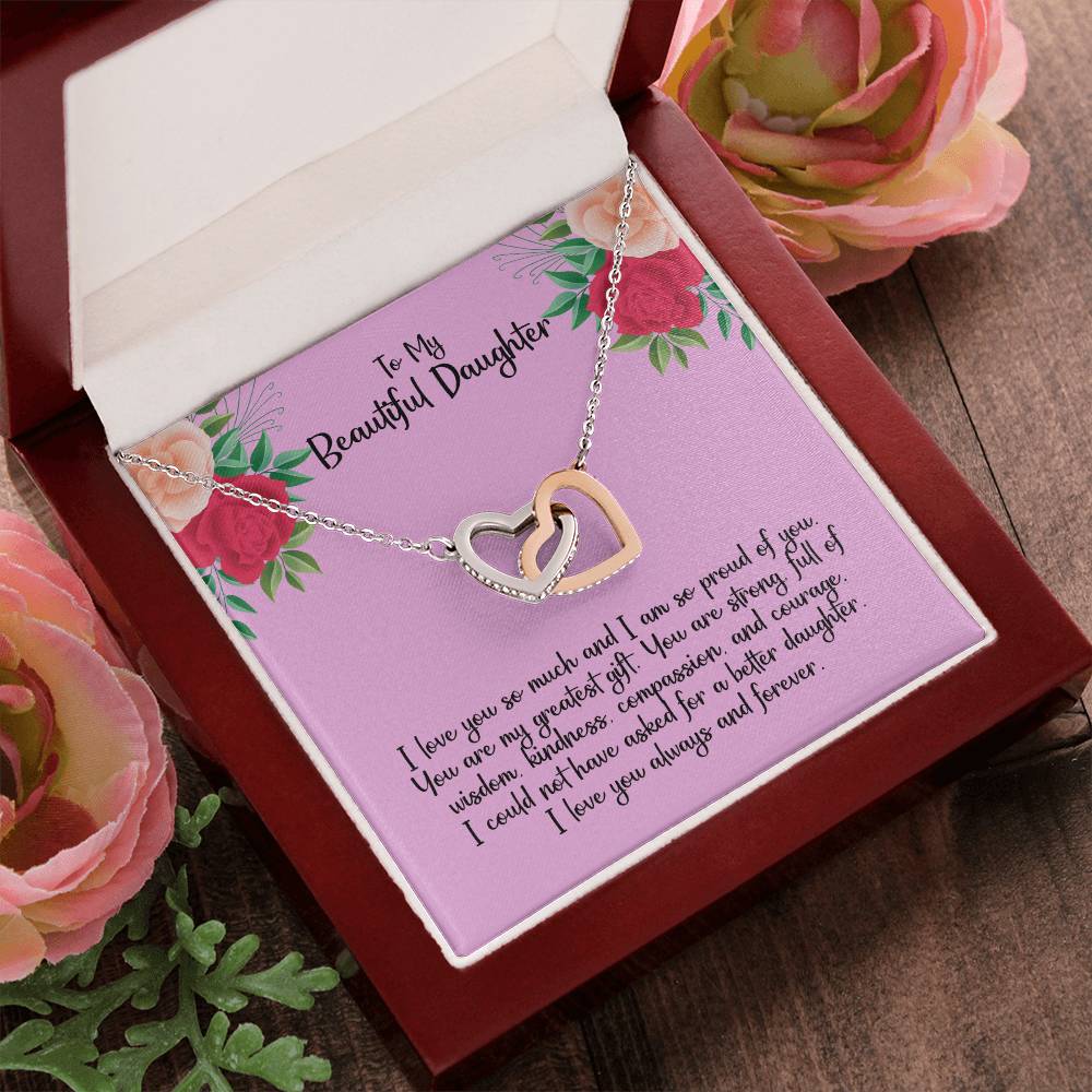To My Beautiful Daughter - Interlocking Heart Necklace Interlocking Hearts Necklace