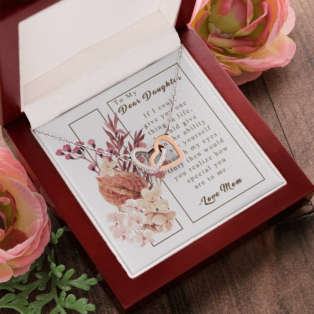 To My Daughter - Through My Eyes - Necklace Interlocking Hearts Necklace