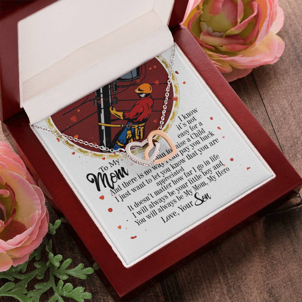 Lineman'S Mom - Interlocking Heart Necklace Interlocking Hearts Necklace