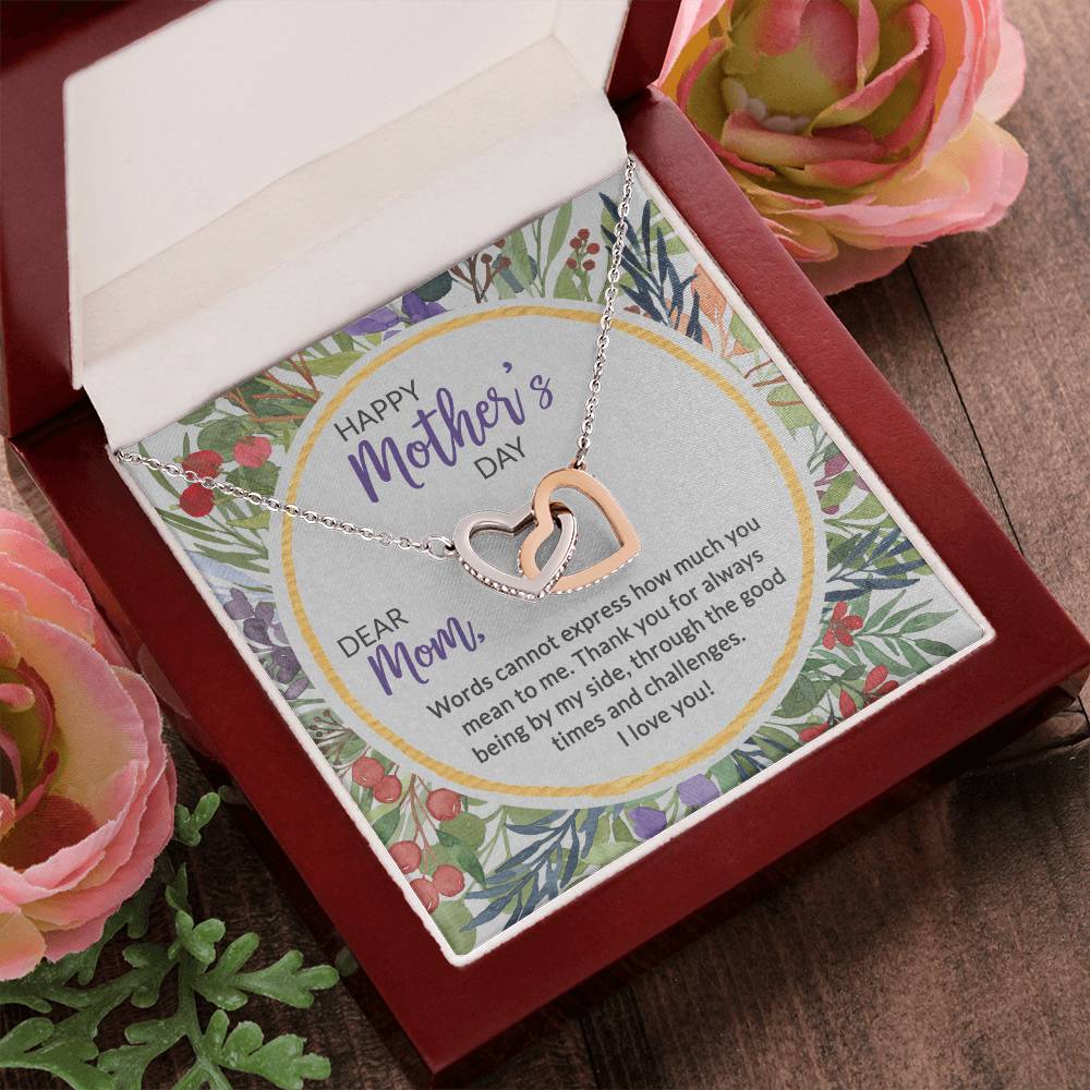 Mother'S Day Collection Interlocking Hearts Necklace - Floral Celebration !