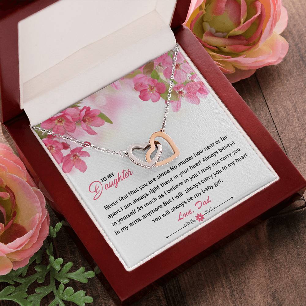 To My Daughter - I Will Always Carry You In My Heart - Necklace Interlocking Hearts Necklace